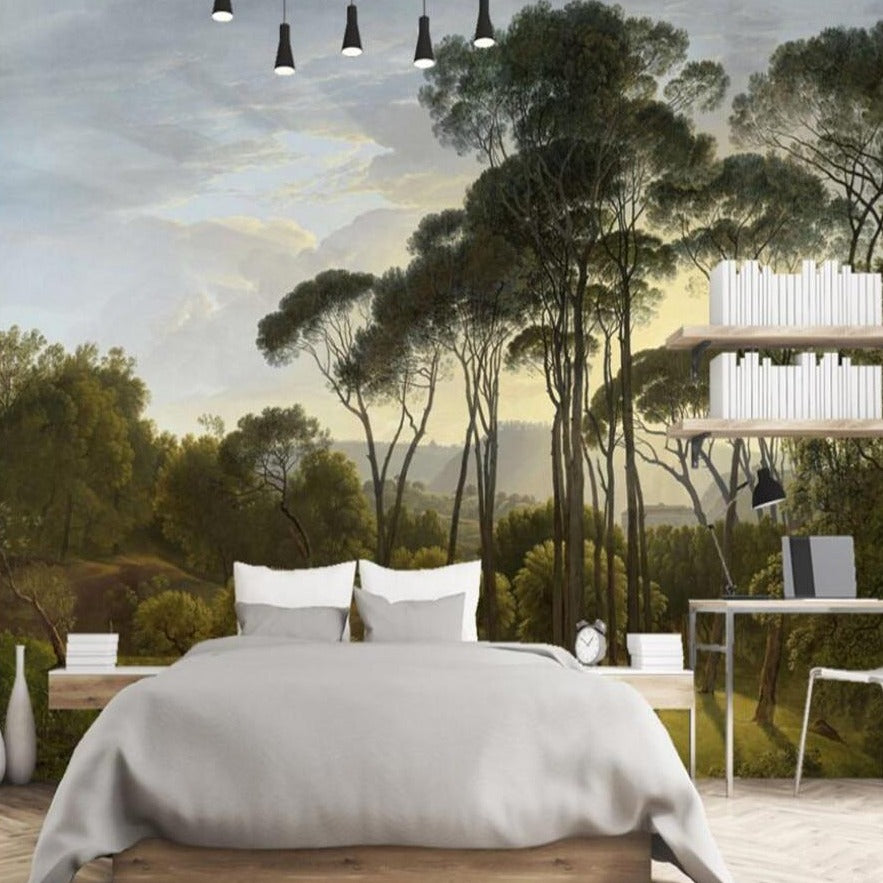 custom-mural-wallpaper-3d-living-room-bedroom-home-decor-wall-painting-papel-de-parede-papier-peint-Hand-painted-Forest-Western-Landscape-Retro-Oil-Painting