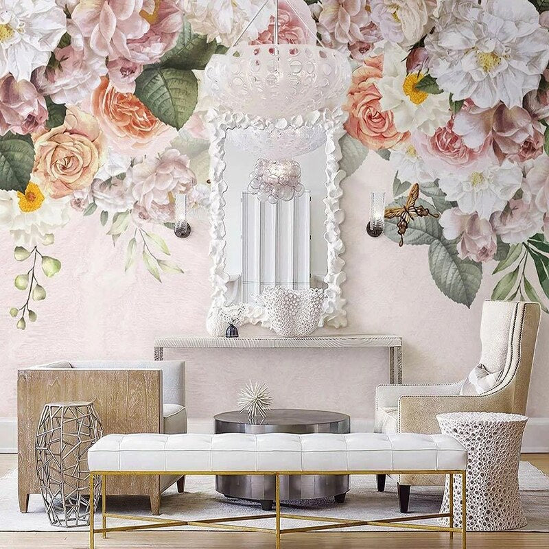 custom-mural-wallpaper-papier-peint-papel-de-parede-wall-decor-ideas-for-bedroom-living-room-dining-room-wallcovering-Nordic-Hand-painted-Rose-Flowers-Romantic-Pastoral-Style-Indoor-Background-Wall-Decorative