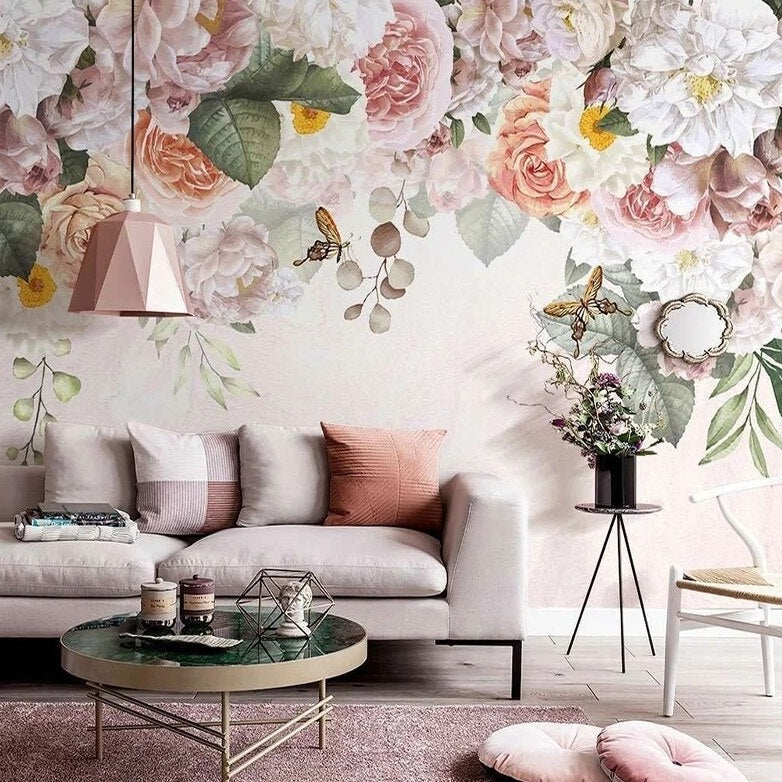 custom-mural-wallpaper-papier-peint-papel-de-parede-wall-decor-ideas-for-bedroom-living-room-dining-room-wallcovering-Nordic-Hand-painted-Rose-Flowers-Romantic-Pastoral-Style-Indoor-Background-Wall-Decorative