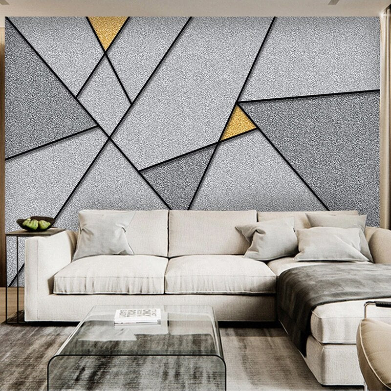 Modern Creative 3D Geometric Abstract Gray Triangle Large Mural 3D  Wallpaper Living Room TV Wall …