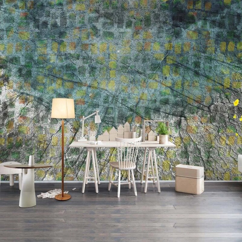 custom-mural-creative-art-retro-green-stone-wall-bedroom-living-room-tv-sofa-background-wallpaper-murals-papier-peint