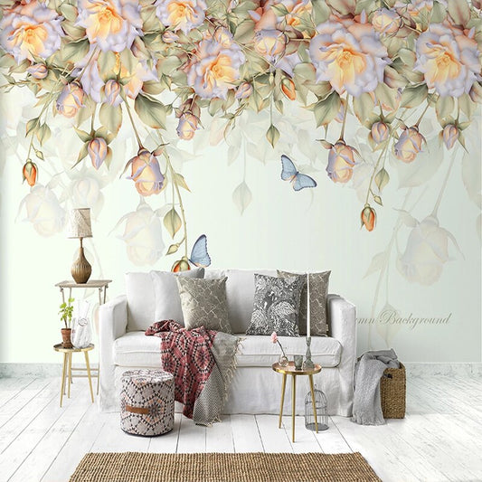 custom-mural-wallpaper-papier-peint-papel-de-parede-wall-decor-ideas-for-bedroom-living-room-dining-room-wallcovering-flowers-floral-roses-butterfly