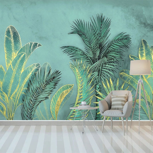 custom-mural-wallpaper-papier-peint-papel-de-parede-wall-decor-ideas-for-bedroom-living-room-dining-room-wallcovering-tropical-Plant-Coconut-Tree-Golden-Banana-Leaf