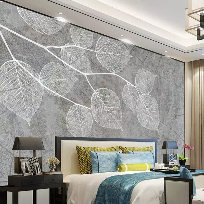 custom-3d-photo-wallpaper-nordic-modern-hand-painted-grey-leaf-mural-wall-papers-home-decor-living-room-bedroom-murals-wallpaper-papier-peint