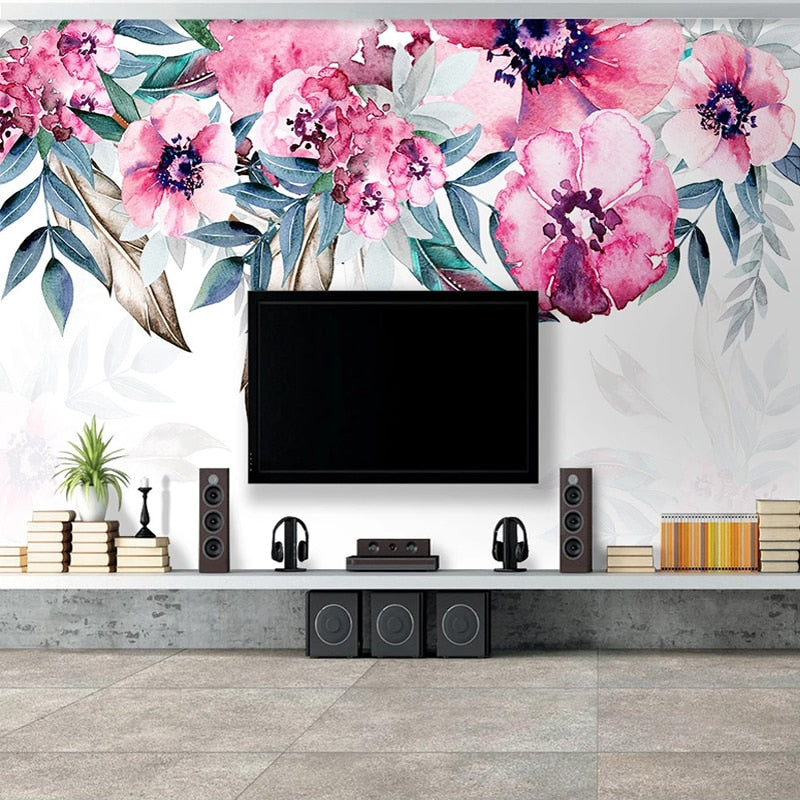custom-mural-wallpaper-papier-peint-papel-de-parede-wall-decor-ideas-for-bedroom-living-room-dining-room-wallcovering-Romantic-Pastoral-Hand-Painted-Floral