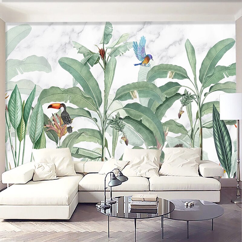 custom-3d-wall-mural-modern-rainforest-plant-leaf-forest-animal-wallpaper-living-room-restaurant-cafe-background-wall-painting-papier-peint