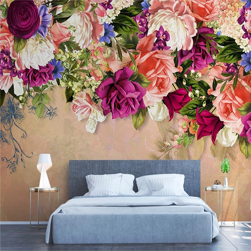 custom-mural-wallpaper-3d-living-room-bedroom-home-decor-wall-painting-papel-de-parede-papier-peint-retro-style-f;owers-roses