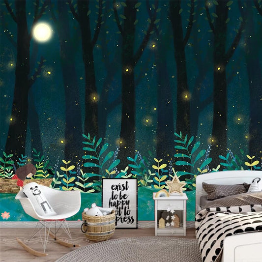 custom-3d-wallpaper-hand-painted-cartoon-forest-firefly-photo-mural-childrens-bedroom-background-wall-painting-papel-de-parede-papier-peint