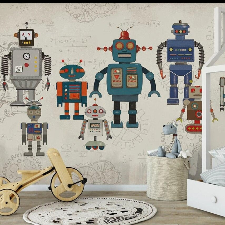 custom-3d-photo-wallpaper-mural-nordic-modern-minimalist-hand-painted-cartoon-robot-childrens-room-background-wall-papier-peint