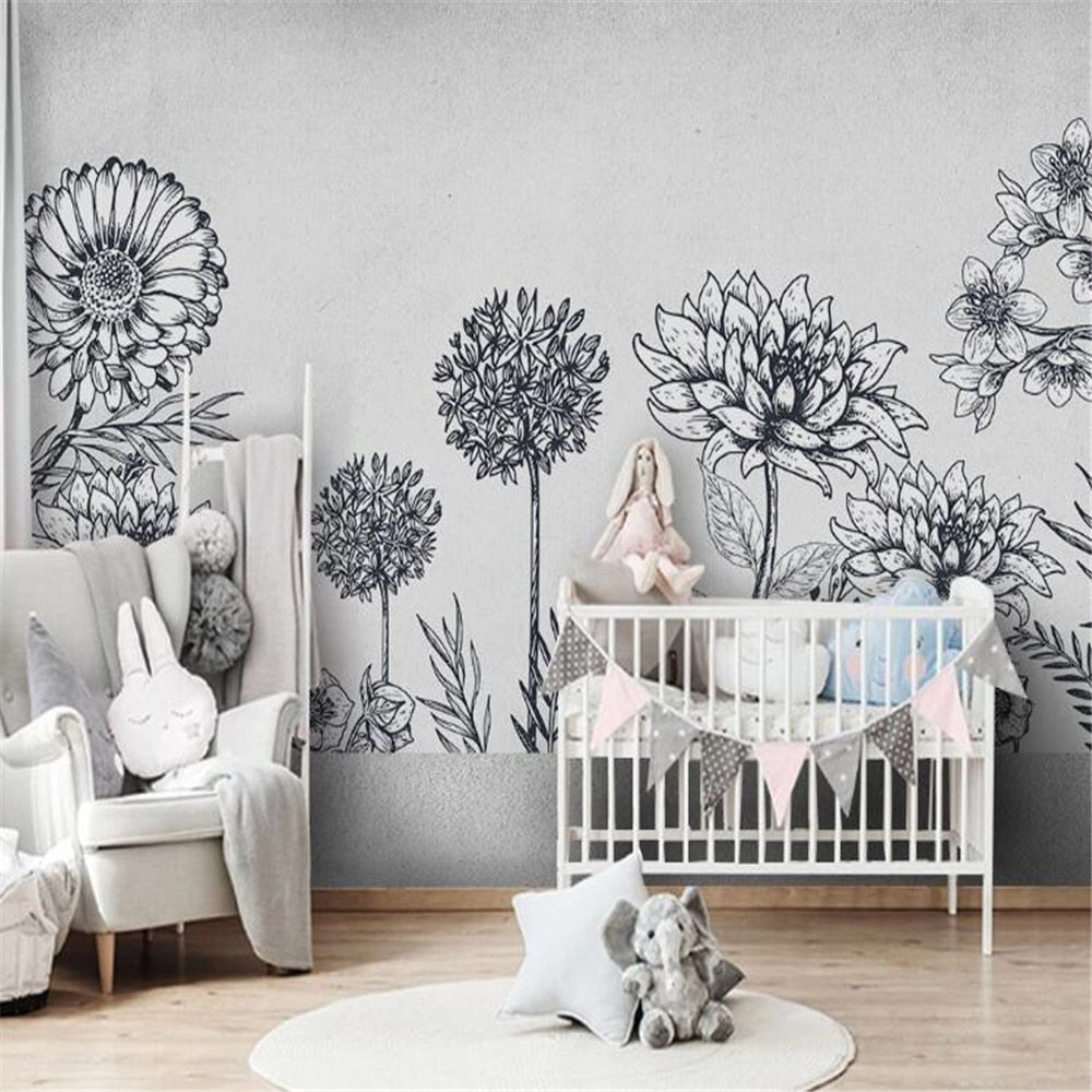 black-and-white-flowers-custom-wallpaper-3d-mural-study-living-room-sofa-tv-background-waterproof-canvas-wallpaper-wall-painting-papier-peint-wallcovering