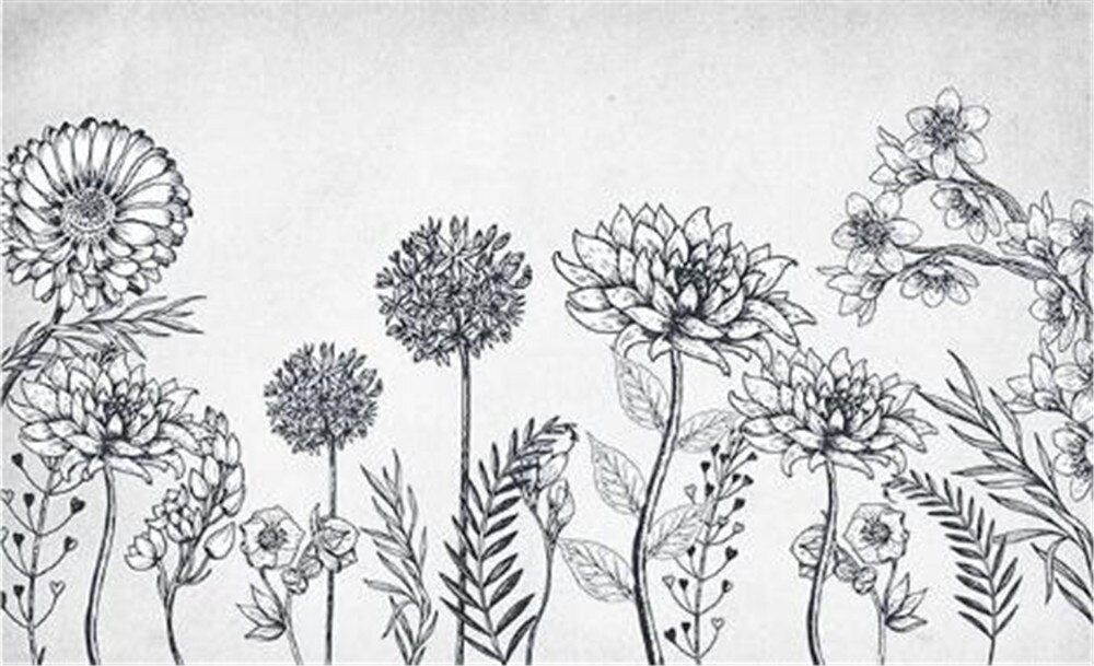black-and-white-flowers-custom-wallpaper-3d-mural-study-living-room-sofa-tv-background-waterproof-canvas-wallpaper-wall-painting-papier-peint-wallcovering