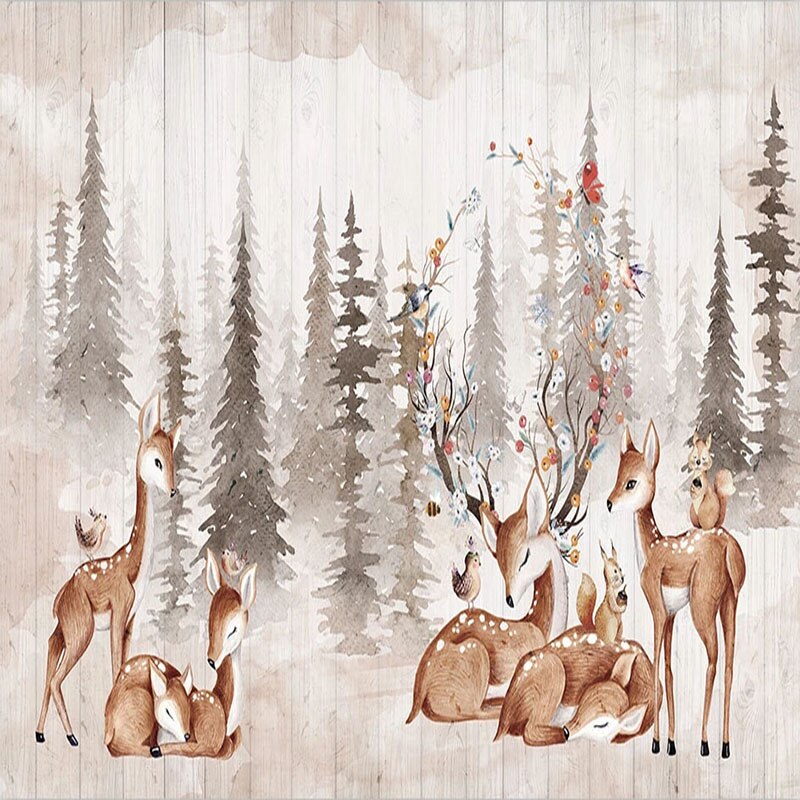 custom-mural-wallpaper-3d-hand-painted-forest-vintage-elk-wall-painting-kids-bedroom-background-wall-papel-de-parede-papier-peint
