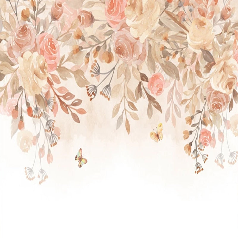 custom-mural-wallpaper-papier-peint-papel-de-parede-wall-decor-ideas-for-bedroom-living-room-dining-room-wallcovering-flowers-leaves-nordic-watercolor