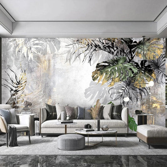 custom-mural-wallpaper-papier-peint-papel-de-parede-wall-decor-ideas-for-bedroom-living-room-dining-room-wallcovering-Tropical-Rain-Forest-Leaves-Fresco
