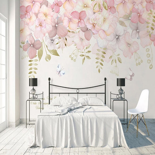 custom-mural-wallpaper-papier-peint-papel-de-parede-wall-decor-ideas-for-bedroom-dining-room-wallcovering-Hand-Painted-Flowers-Wall-Painting-Living-Room-Kids-Bedroom-romantic-pink-flowers