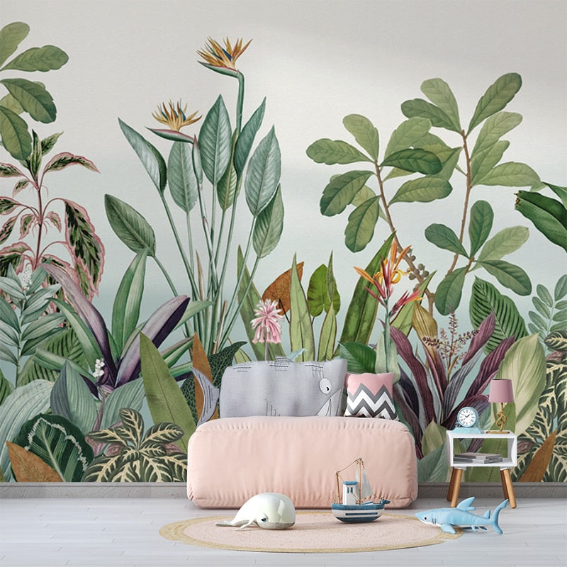Custom Wallpaper Mural Tropical Plant Rainforest Palm Leave BVM Home