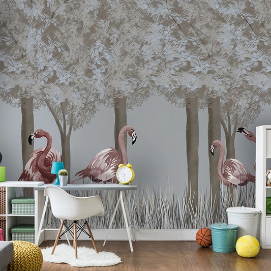 custom-mural-wallpaper-3d-living-room-bedroom-home-decor-wall-painting-papel-de-parede-papier-peint-forest-flamingo