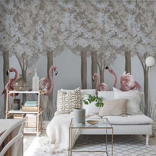 custom-mural-wallpaper-3d-living-room-bedroom-home-decor-wall-painting-papel-de-parede-papier-peint-forest-flamingo