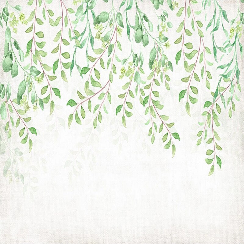 custom-mural-wallpaper-papier-peint-papel-de-parede-wall-decor-ideas-for-bedroom-living-room-dining-room-wallcovering-Hand-Painted-watercolor-pastoral-Green-Leaves