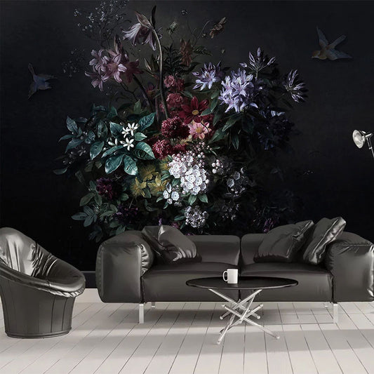 custom-mural-wallpaper-3d-lily-flower-black-background-wall-painting-living-room-bedroom-retro-frescoes-papel-de-parede-sala-3-d