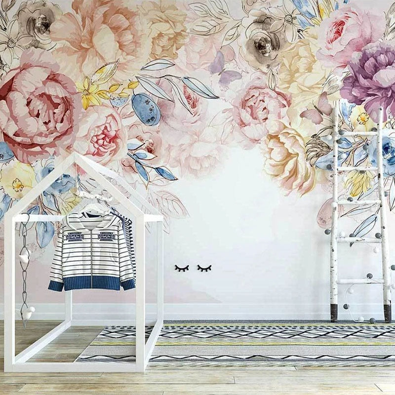 custom-mural-wallpaper-3d-nordic-hand-painted-flowers-hand-painted-rose-american-pastoral-style-indoor-background-wall-painting-papier-peint