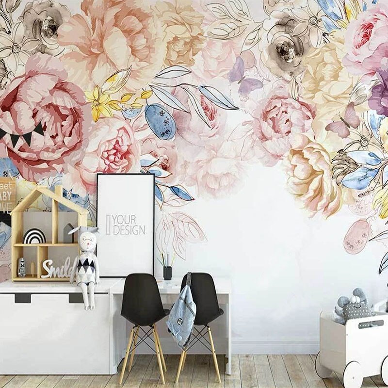 custom-mural-wallpaper-3d-nordic-hand-painted-flowers-hand-painted-rose-american-pastoral-style-indoor-background-wall-painting-papier-peint