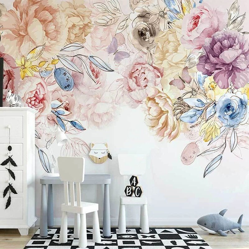 custom-mural-wallpaper-3d-nordic-hand-painted-flowers-hand-painted-rose-american-pastoral-style-indoor-background-wall-painting-papier-peint