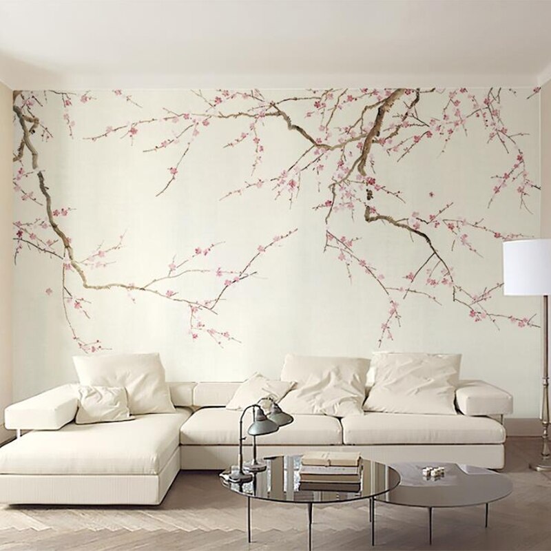 custom-mural-wallpaper-papier-peint-papel-de-parede-wall-decor-ideas-for-wallcovering-Chinese-Style-Hand-Painted-Plum-Blossom-Flowers