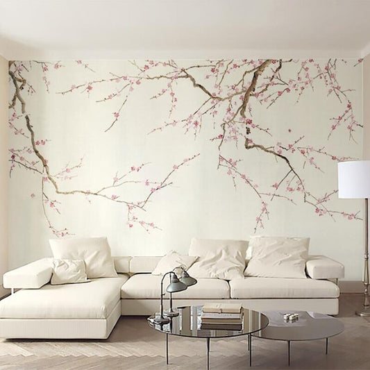 custom-mural-wallpaper-papier-peint-papel-de-parede-wall-decor-ideas-for-wallcovering-Chinese-Style-Hand-Painted-Plum-Blossom-Flowers