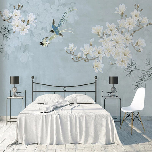custom-mural-wallpaper-papier-peint-papel-de-parede-wall-decor-ideas-for-wallcovering-Self-Adhesive-Chinese-Style-Magnolia-Flower-And-Bird