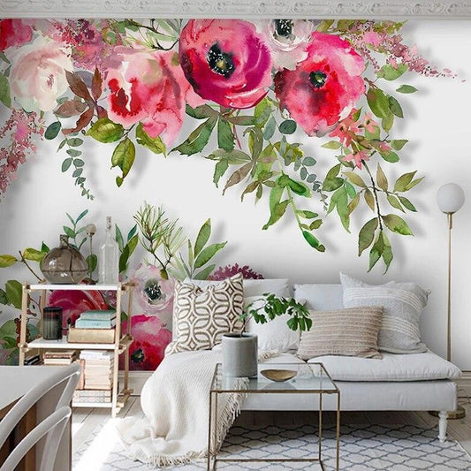 custom-mural-wallpaper-3d-living-room-bedroom-home-decor-wall-painting-papel-de-parede-papier-peint-watercolor-pink-f;owers-roses
