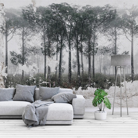 custom-mural-wallpaper-papier-peint-papel-de-parede-wall-decor-ideas-for-bedroom-living-room-dining-room-wallcovering-Retro-Nostalgic-Black-White-Abstract-Forest-Bird-Art-Wall-Painting