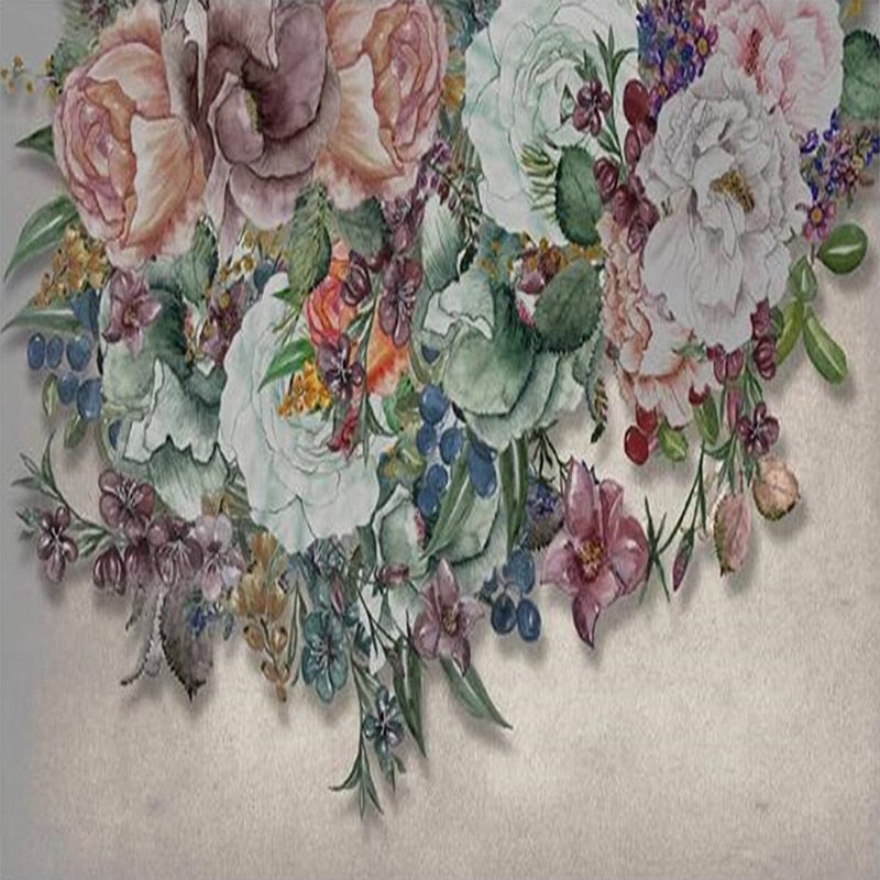 custom-mural-wallpaper-papier-peint-papel-de-parede-wall-decor-ideas-for-bedroom-living-room-dining-room-wallcovering-European-Modern-Retro-Nostalgic-Hand-Painted-Floral-Flowers
