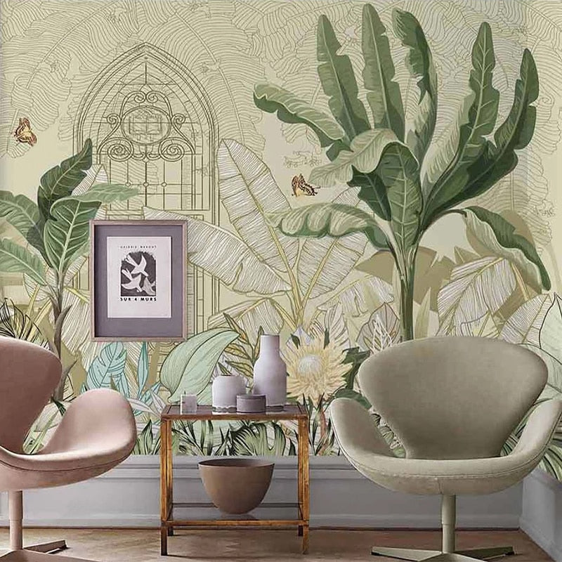 custom-mural-wallpaper-papier-peint-papel-de-parede-wall-decor-ideas-for-bedroom-living-room-dining-room-wallcovering-tropical-Plant-Banana-Leaf-vintage