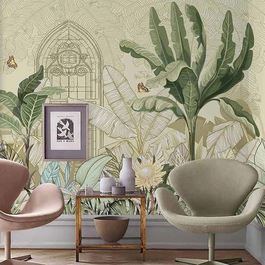 custom-mural-wallpaper-papier-peint-papel-de-parede-wall-decor-ideas-for-bedroom-living-room-dining-room-wallcovering-tropical-Plant-Banana-Leaf-vintage