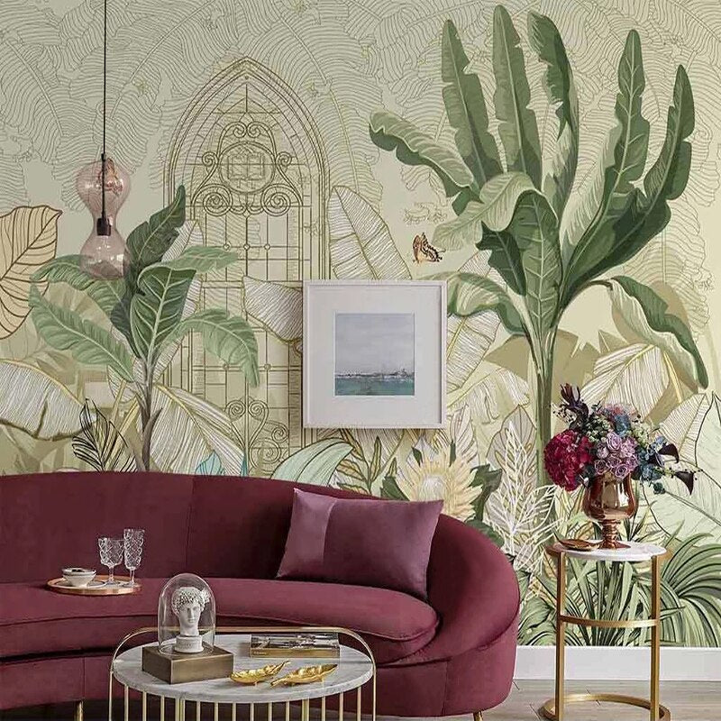 custom-mural-wallpaper-papier-peint-papel-de-parede-wall-decor-ideas-for-bedroom-living-room-dining-room-wallcovering-tropical-Plant-Banana-Leaf-vintage