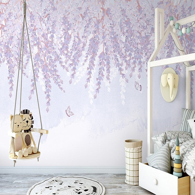 custom-mural-wallpaper-papier-peint-papel-de-parede-wall-decor-ideas-for-bedroom-living-room-dining-room-wallcovering-3D-Purple-Flower-Vine-Romantic