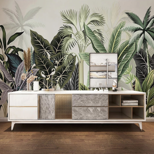 custom-mural-wallpaper-papier-peint-papel-de-parede-wall-decor-ideas-for-bedroom-living-room-dining-room-wallcovering-tropical-Plant-Banana-Leaf