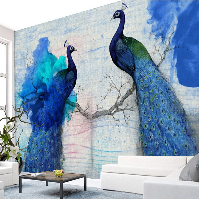 custom-mural-wallpaper-papier-peint-papel-de-parede-wall-decor-ideas-for-bedroom-living-room-dining-room-wallcovering-Chinese-Style-blue-Peacock