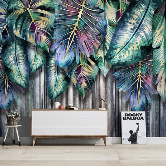 custom-mural-wallpaper-papier-peint-papel-de-parede-wall-decor-ideas-for-bedroom-living-room-dining-room-wallcovering-Creative-Tropical-Plant-Leaves