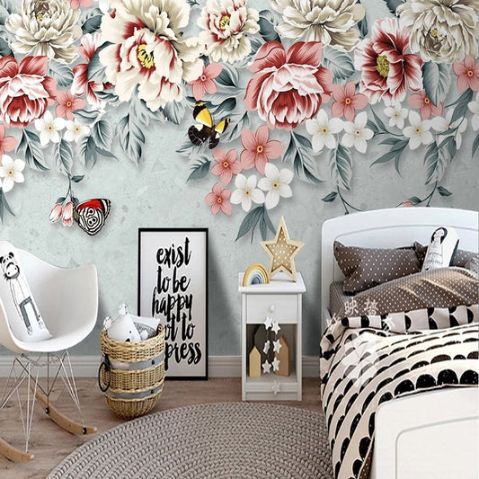 custom-mural-wallpaper-papier-peint-papel-de-parede-wall-decor-ideas-for-bedroom-living-room-dining-room-wallcovering-Modern-floral-Hand-painted-Peony-Flowers-Mural-Ins-Pastoral-Background