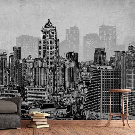 custom-mural-wallpaper-papier-peint-papel-de-parede-wall-decor-ideas-for-bedroom-living-room-dining-room-wallcovering-European-Retro-Abstract-Urban-Art-black-and-white