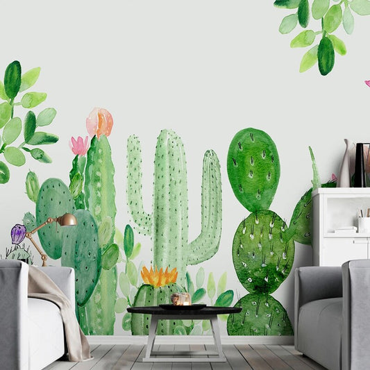 custom-mural-wallpaper-papier-peint-papel-de-parede-wall-decor-ideas-for-wallcovering-Self-Adhesive-Modern-Hand-Painted-Cactus-Tropical-Plant