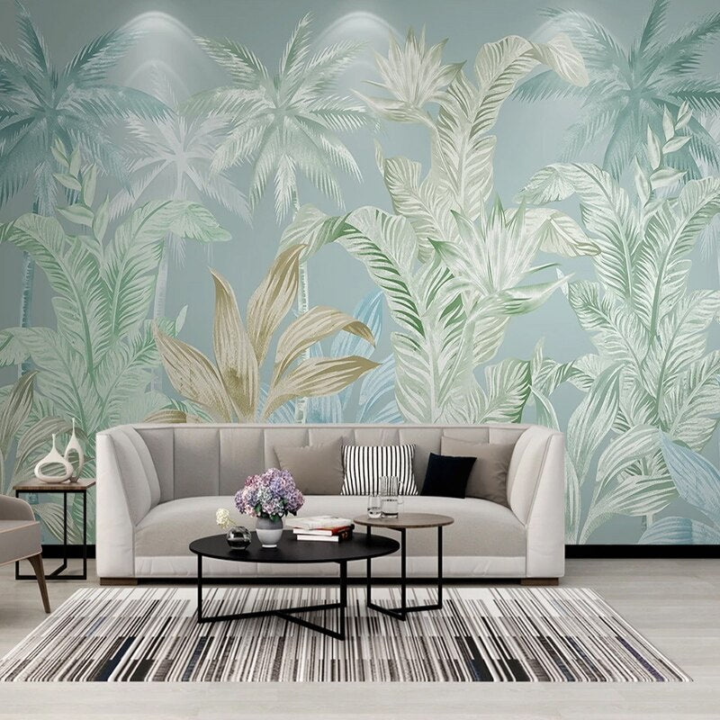 Custom Wallpaper Mural Tropical Plants Green Leaves | BVM Home