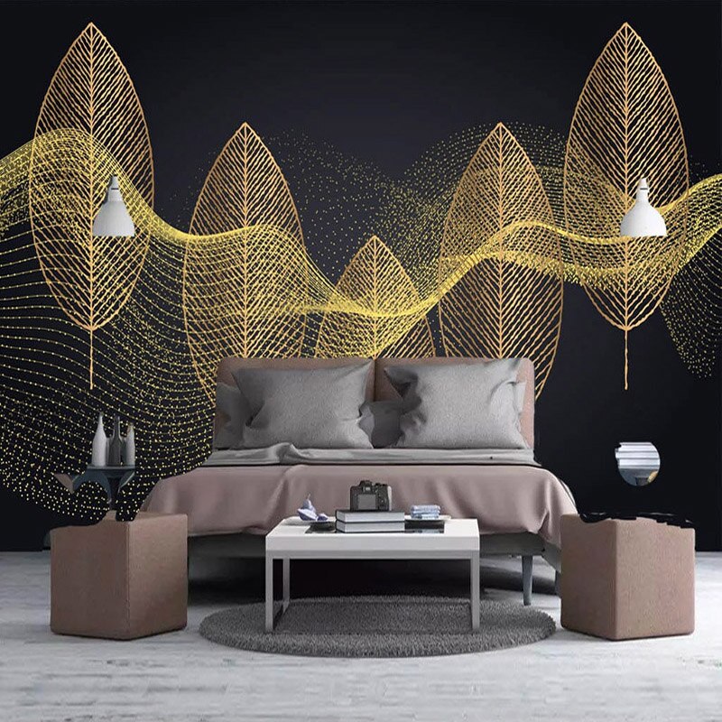 custom-photo-wallpaper-mural-modern-bedroom-living-room-3d-creative-golden-leaves-abstract-lines-background-wall-painting-canvas-papier-peint