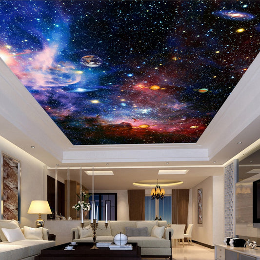 custom-3D-wallpaper-ceiling-mural-planet-star-universe-wallcovering