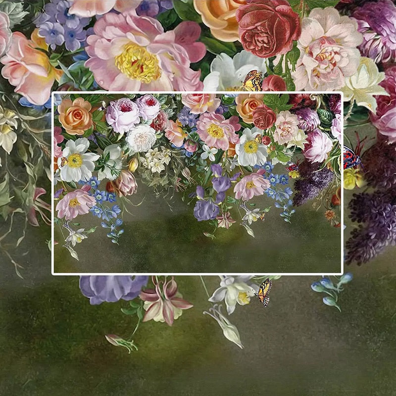 European Style Retro Rose Flowers Wallpaper Mural (㎡)