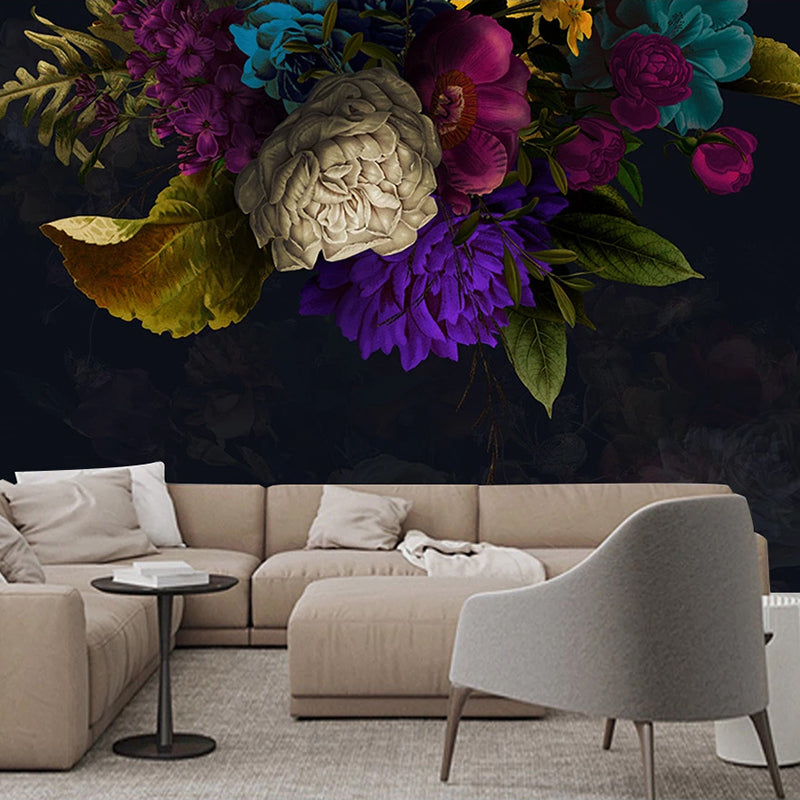 custom-wall-mural-retro-flower-black-background-wall-decoration-painting-hotel-study-room-bedroom-wallpaper-papel-de-parede-3d-papier-peint-floral-dark-interior