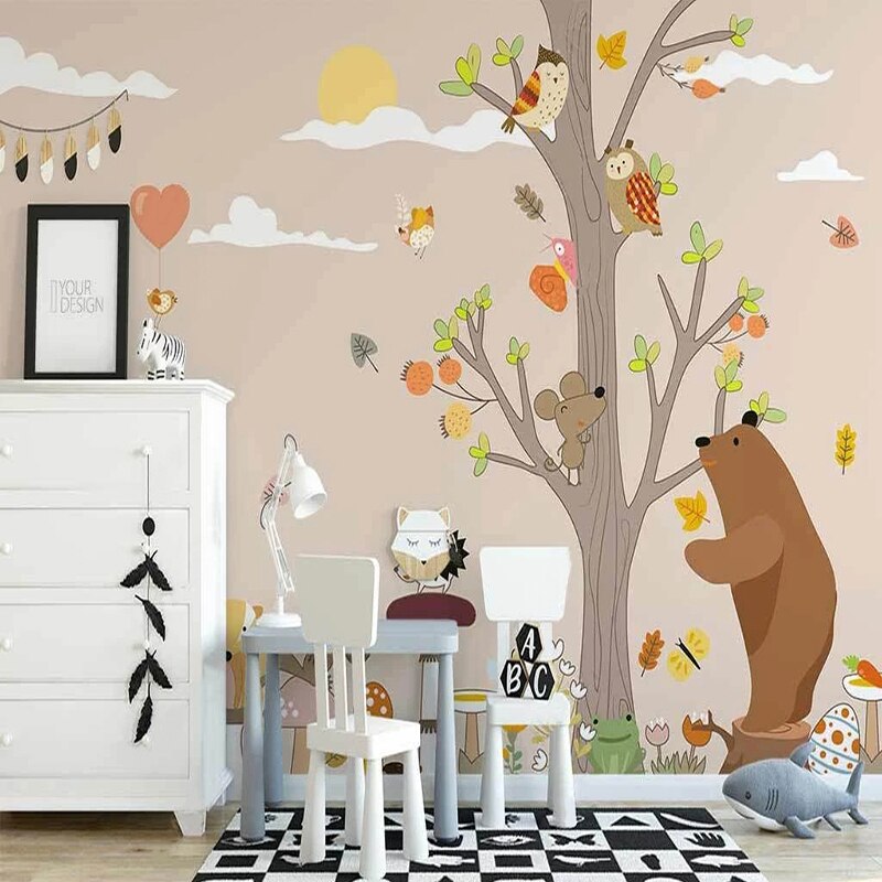 custom-wallpaper-nordic-cartoon-forest-cartoon-animal-childrens-room-mural-wall-cloth-living-room-background-wall-decor-fresco