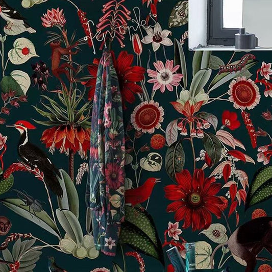 Custom Mural Pastoral Black Vintage Floral Wallpaper (㎡)